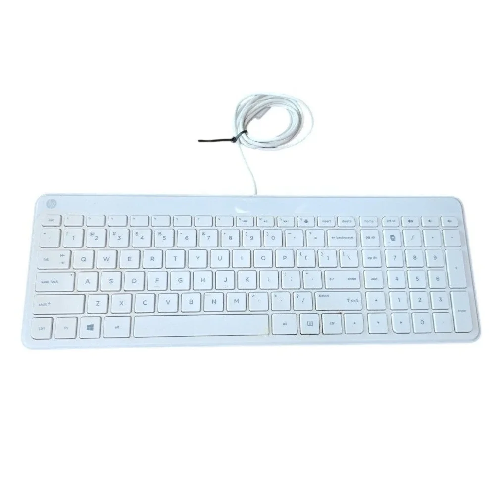 HP‎ KBAH21 USB Wired Super Slim Thin White PC Keyboard Lightweight Z1